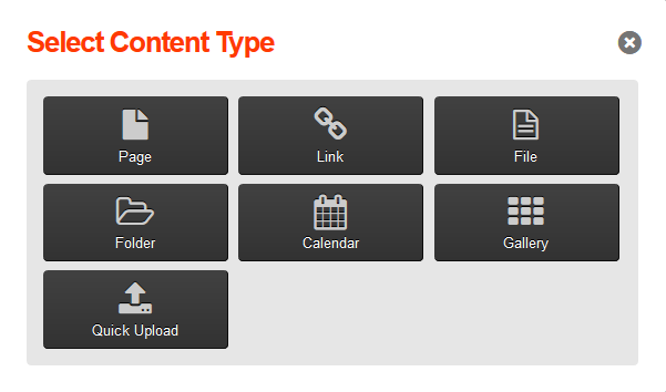 Mura CMS - Select content type