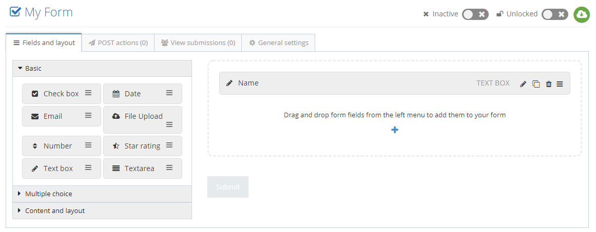 presidecms form builder form fields