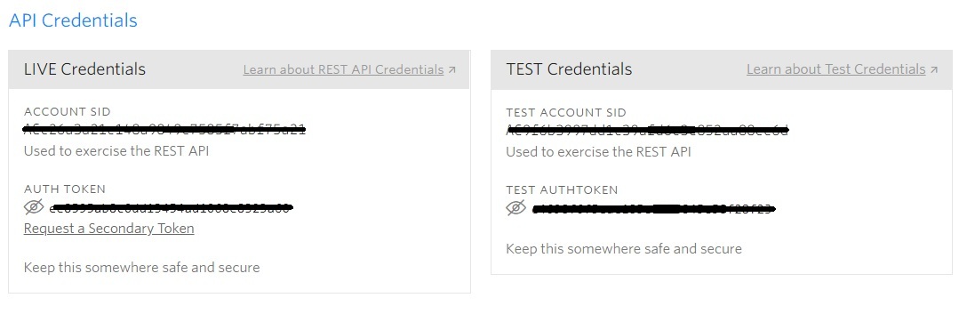 twilio credential console